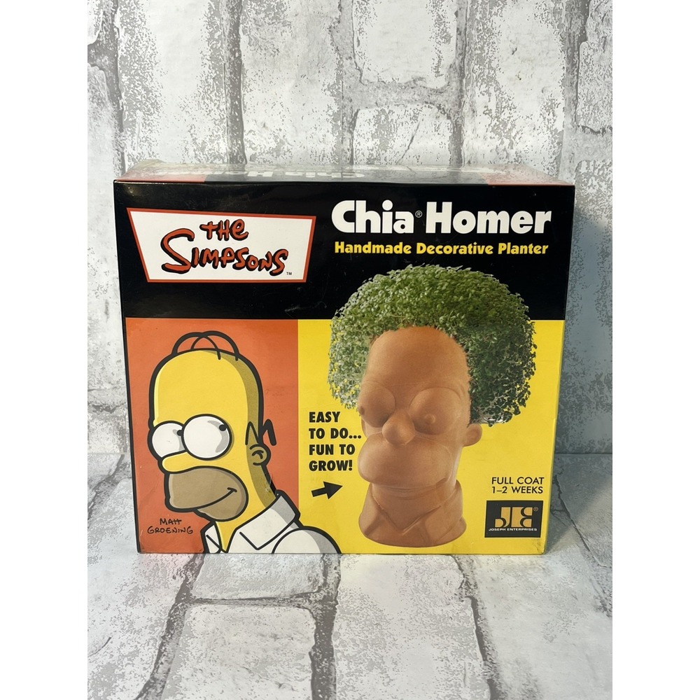 The Simpsons Homer Simpson Chia Pet Collectible Decorative Planter ~ New Sealed